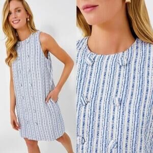 Pomander Place Blue and White Striped Mini Dress